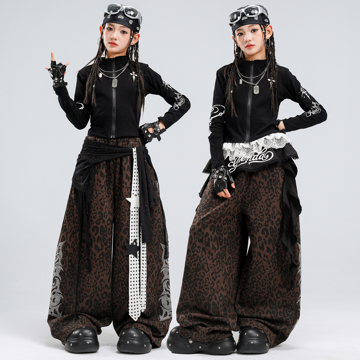 女童爵士舞服装时髦豹纹