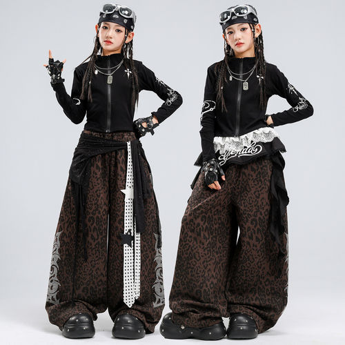 女童爵士舞服装时髦豹纹