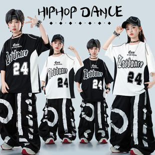 儿童街舞套装男童hiphop嘻哈宽松爵士舞服装女童潮牌演出服夏装潮