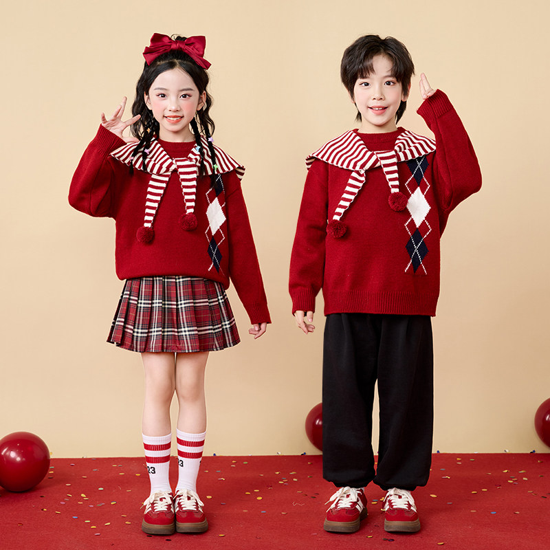 元旦儿童演出服合唱服舞蹈比赛表演服幼儿园小学生毛衣朗诵啦啦队