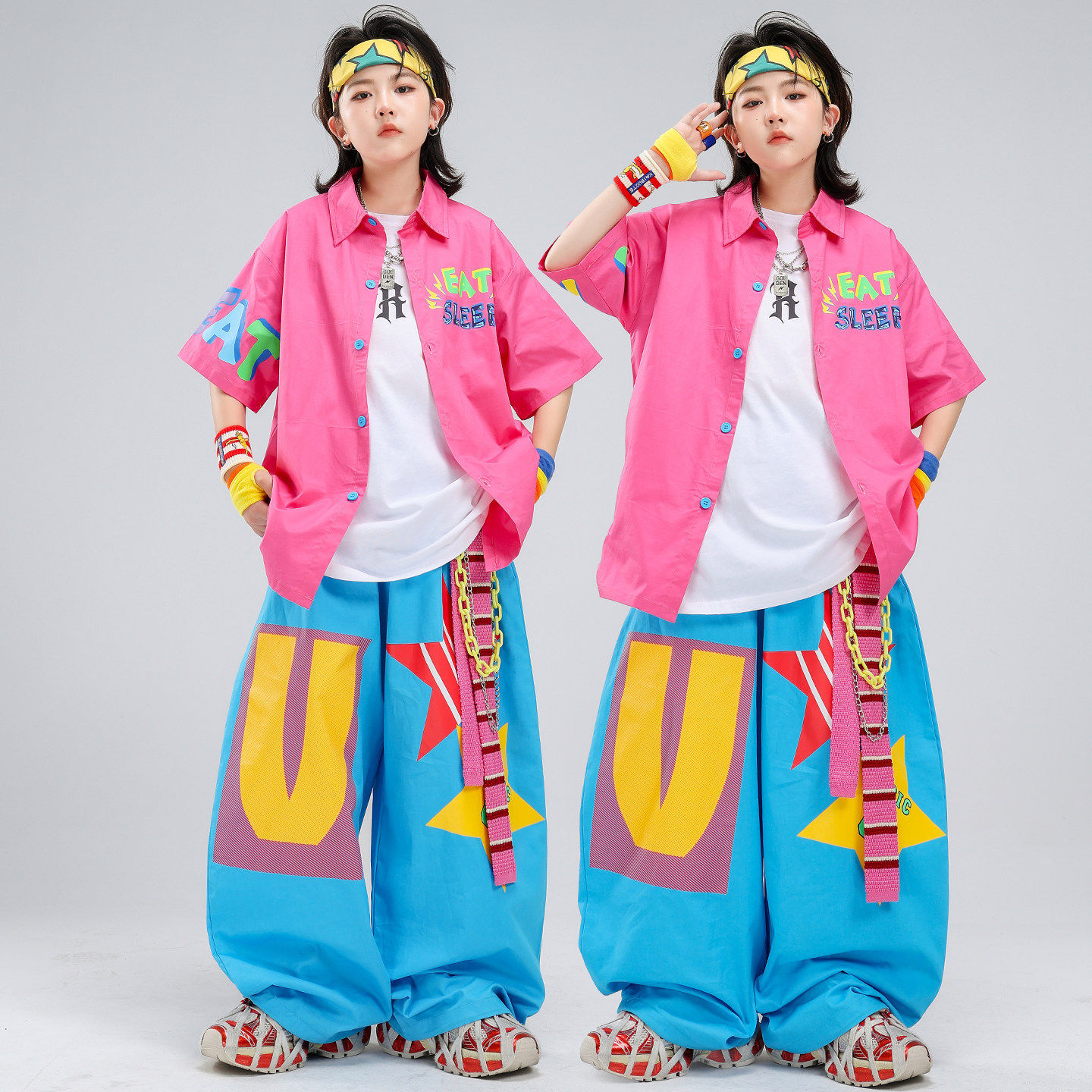 少儿街舞服装嘻哈儿童潮服多巴胺