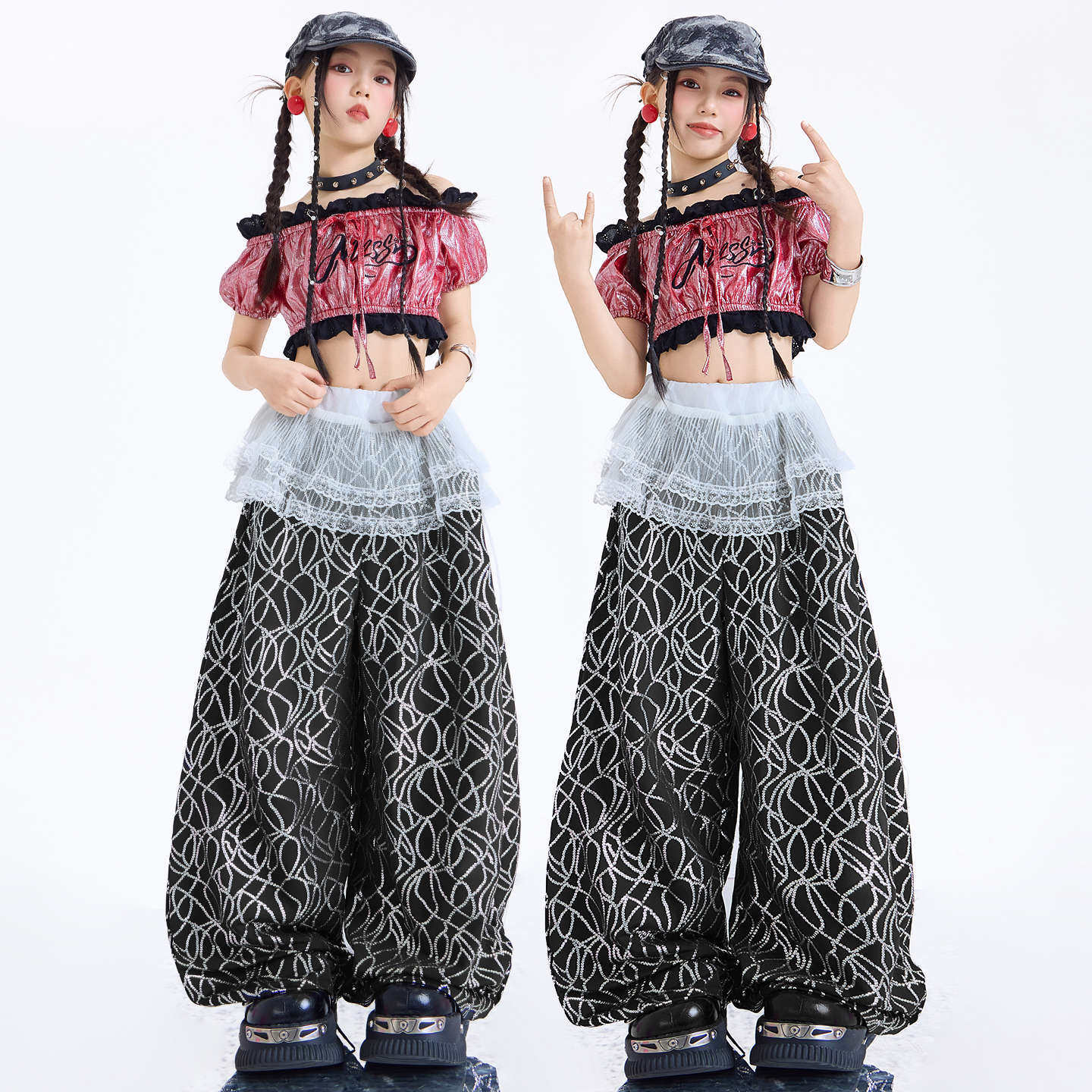 儿童jazz爵士舞演出服少儿辣妹风背心夏季时髦潮酷女童爵士舞服装