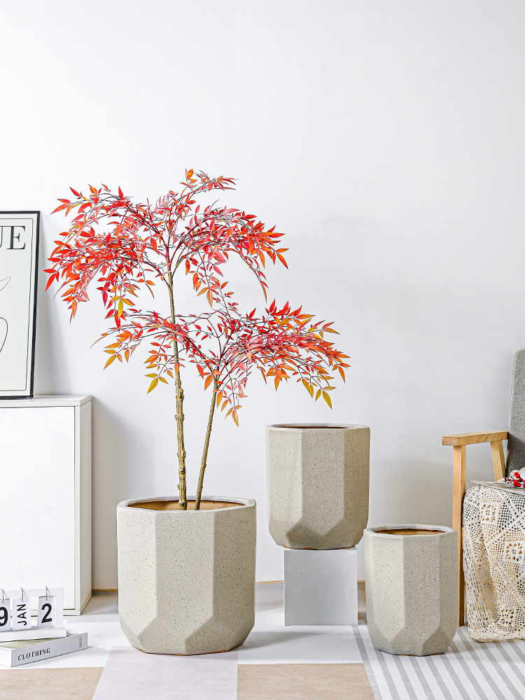 落地家用欧式客厅陶瓷花盆室内发财树专用龟背竹茶花长寿竹种树