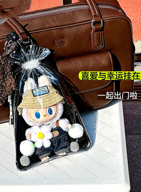 娃包袋Labubu高透版锦囊15-19cm10拉布布搪胶保护套棉花娃娃痛包