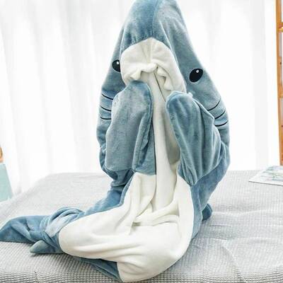 Cartoon Shark Sleeping Bag Pajamas Office Nap Shark Blanket