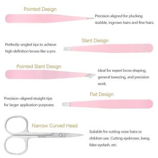 Tweezers Set Removal 6pcs Eye Hair Eyebrow Steel Stainless