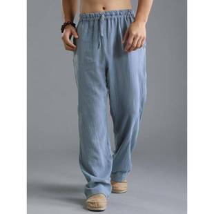 Trousers Men 亚麻男裤 Linen Pants Loose Cargo Cotton Summer