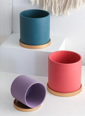 Nordic ceramic flowerpot marbled ins Round flower pot 花盆