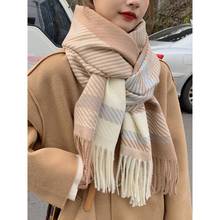 New 2023 Women Scarf Autumn Winter Vintage Preppy Style Plai