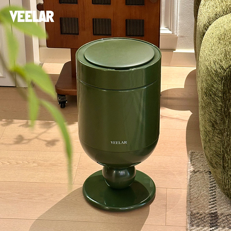 VEELAR感应垃圾桶智能客厅高脚酒杯家用2026新款中古风高颜值复古