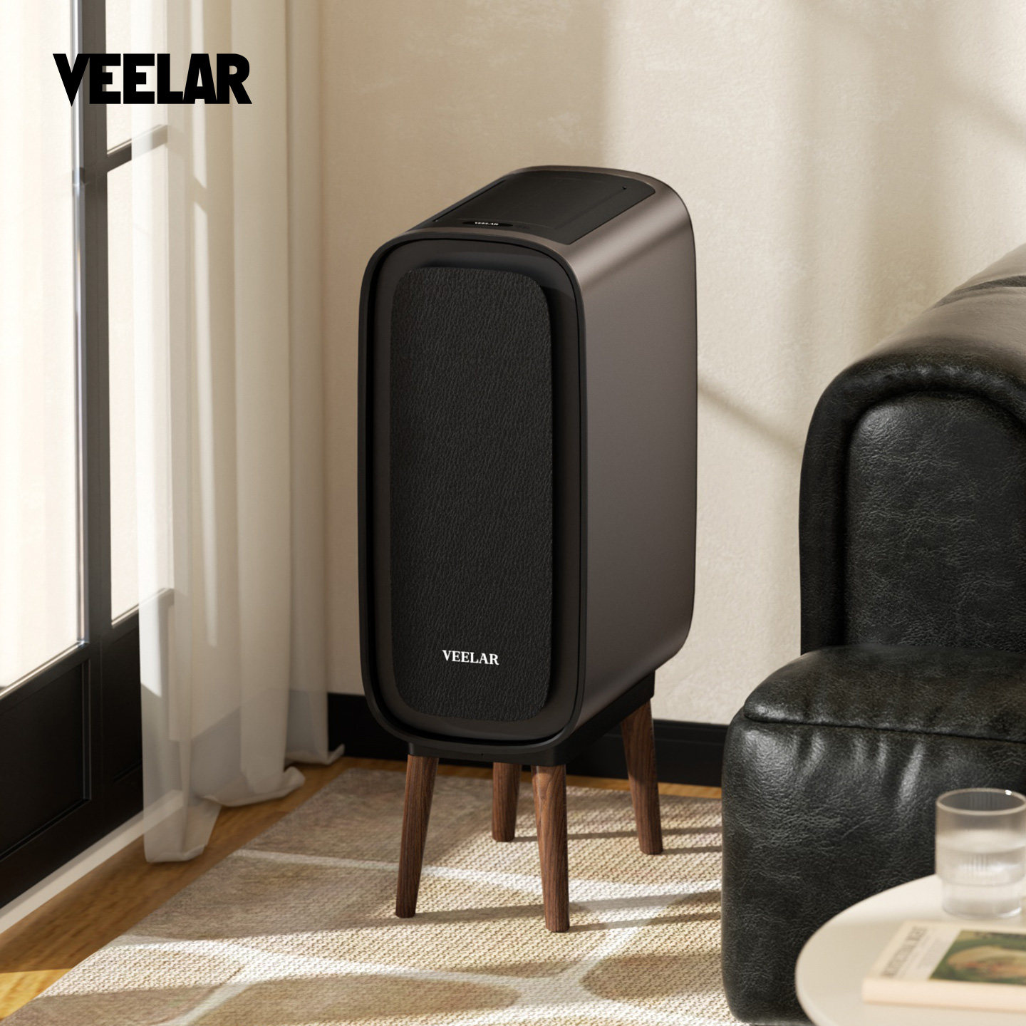 VEELAR智能感应垃圾桶客厅大容量家用夹窄缝中古风高脚2026新款