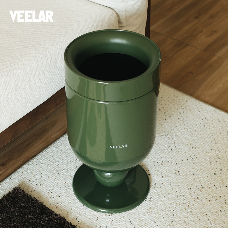 VEELAR垃圾桶无盖客厅绿色高脚酒杯家用2026新款中古风高颜值复古