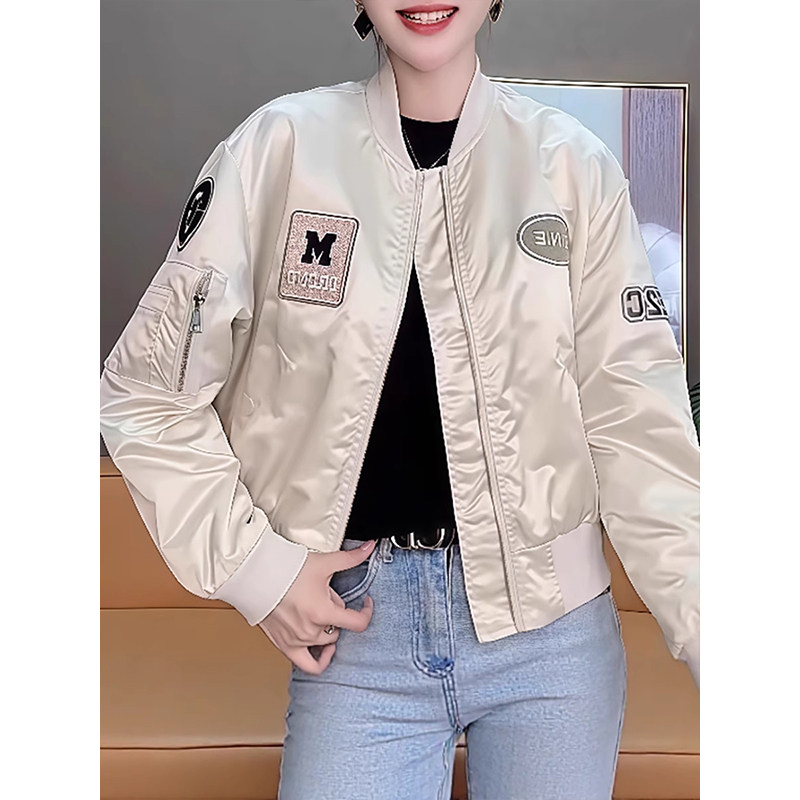 美式棒球服外套女2025春秋季新款宽松时尚潮小个子短款飞行员夹克
