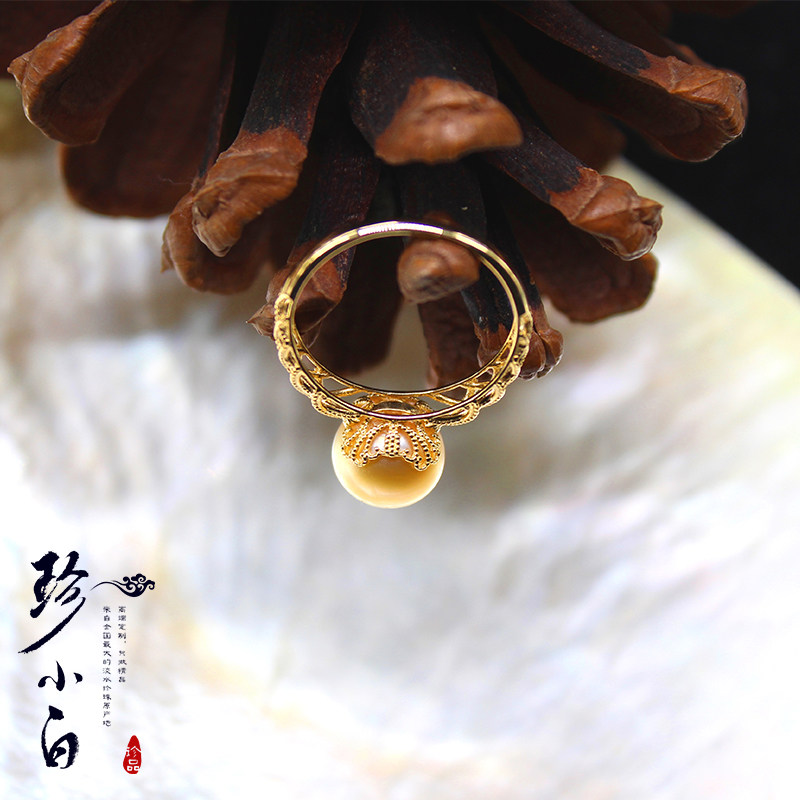 珍小白南洋金珠天然海水珍珠戒指18k金珍珠戒指正圆无暇强光浓金在类目 珠宝/钻石/翡翠/黄金, 天然珍珠（新）, 手饰中 - 来自Buy2taobao.com提供专业的淘宝代购服务