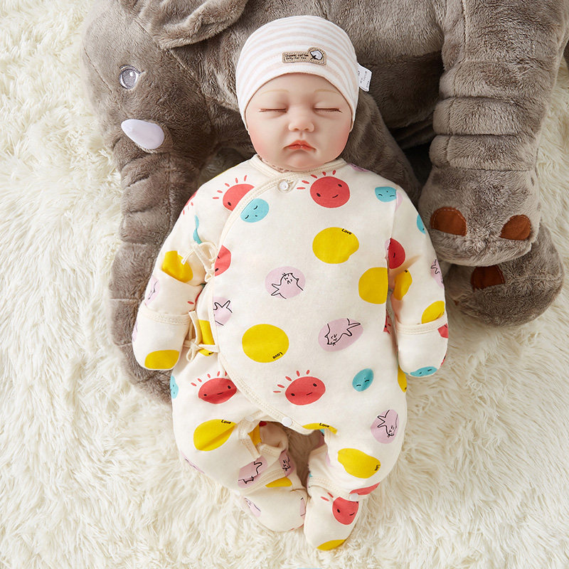 初生婴儿衣服春秋薄棉保暖新生儿连体哈衣棉服外出和尚服包手包脚