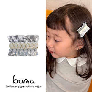 buma儿童发夹不伤发手工短发抓夹星糖絮语全包宝宝bb发卡女童发夹