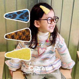 buma好看 手工发夹罗马艺术女孩成人三角夹侧边刘海夹豹纹发饰