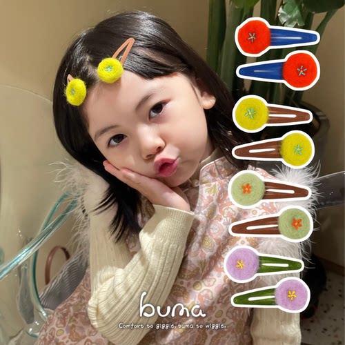 buma手工发夹两朵棉花糖女童发卡