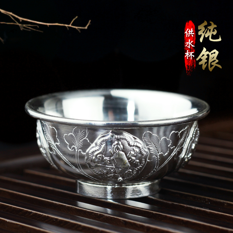 Foot Silver 990 Lotus Patch water supply Sterling Silver manual Carved Water Cup make offerings to Buddha St. cups teacup Buddhain the Arts and crafts , Minority handicrafts , Tibetan characteristics , Other  category - from Buy2taobao.com to provide professional Taobao agent buy service