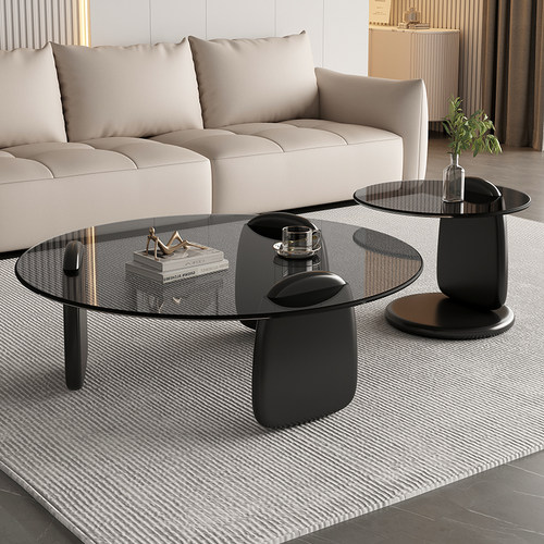 玻璃茶几创意圆形家用轻奢茶几