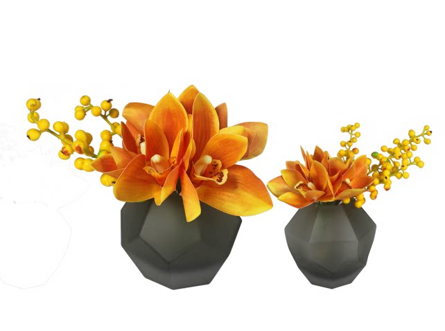 现代简约装饰摆件创意橙色花艺软装家居样板房客厅餐厅桌面装饰品