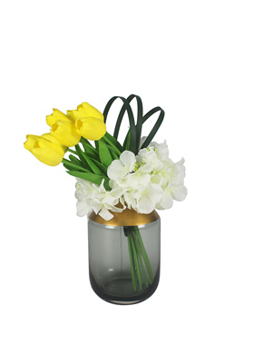 设计师玻璃轻奢干花欧式风摆件