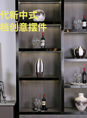 现代新中式酒柜装饰样板间摆件电视柜高端大气花器水吧柜创意饰品