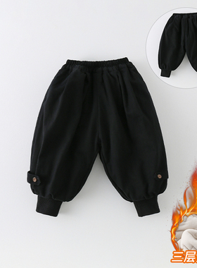 儿童裤子冬2026新款中小童男童棉裤夹棉加厚超保暖女童长裤AK1008