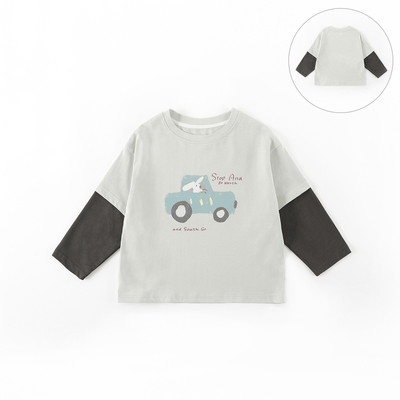 儿童假两件长袖T恤2026春装上衣