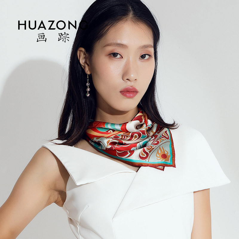 画踪真丝小方巾敦煌反弹琵琶100%桑蚕丝丝巾博物馆文创中国风礼盒