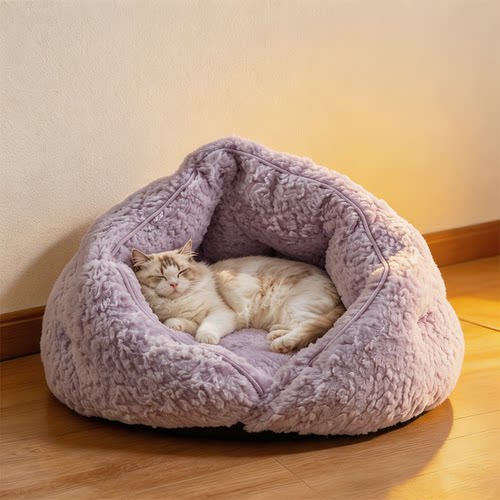 猫窝半封闭式安全感冬加厚新式躲避屋睡觉窝四季三角窝网红高颜值