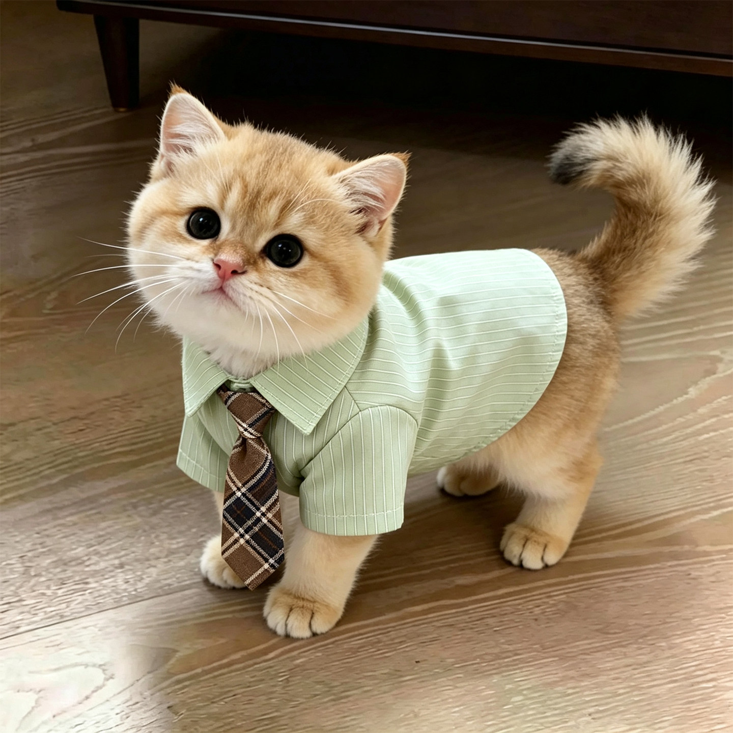 猫咪衣服秋季防掉毛小猫秋天幼猫金渐层户外遛猫专用衬衫领带秋装