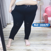 弹力破洞小脚裤 胖莹大码 300斤打底裤 2026春秋胖mm显瘦特大码 女装