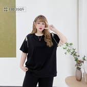 T恤 设计感钉钻镂空炸街辣妹黑色百搭宽松短袖 350斤胖莹莹大码 女装