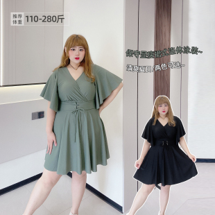 连体泳装 280斤胖莹莹大码 泳衣胖mm加肥保守性感温泉遮肚显瘦裙式