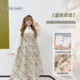 法式 提花木耳边假两件连衣裙 帝政风胖mm复古油画碎花胖莹大码 女装