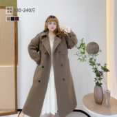 胖mm英伦风简约气质长款 300斤胖莹莹大码 女装 风衣外套夹棉呢大衣