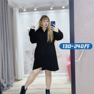纯欲风小个子显瘦捏褶不规则衬衫 女装 连衣裙 胖莹莹大码 胖妹春季