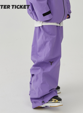 WINTER TICKET2425新款紫色宽大Oversize单双板自由式滑雪裤子