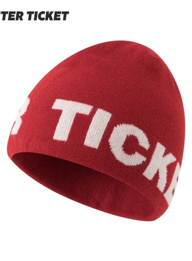 WINTER TICKET休闲针织帽羊毛保暖滑雪LOGO纯色提花短线帽