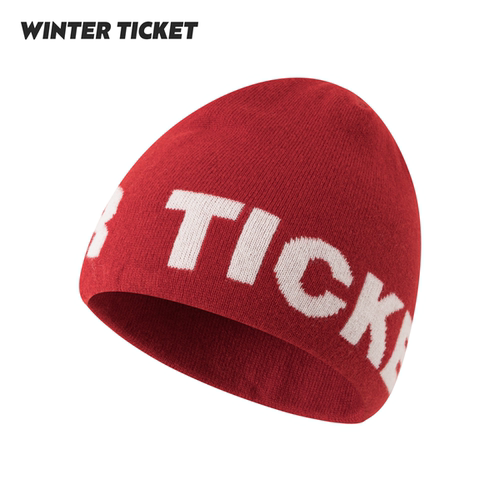 WINTER TICKET纯色圆顶卷边休闲针织帽羊毛保暖滑雪短线帽