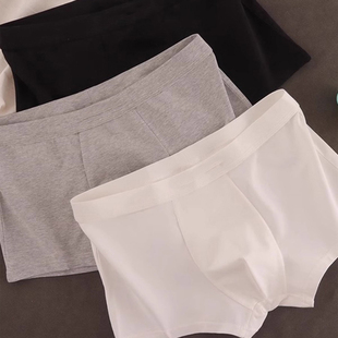 秋季 短裤 青年平角裤 内裤 透气个性 纯棉简约纯色四角裤 衩薄款 男士 裤