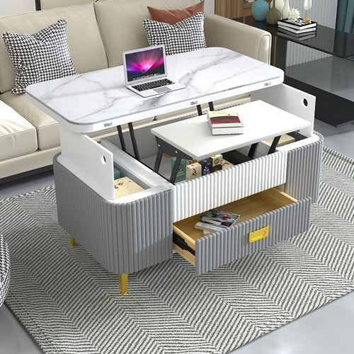 仕宇猫爪皮多功能升降茶几