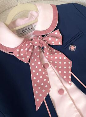 春日部 多色波点直条巾手打蝴蝶结jk制服衬衫配饰学生日系百搭
