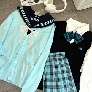 春日部 薄荷绿色毛衣开衫长袖jk制服女基础百搭款春秋修身日系