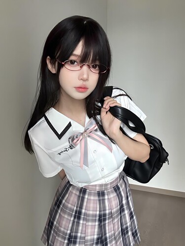 【恋野女子】包边衬衫收腰白色