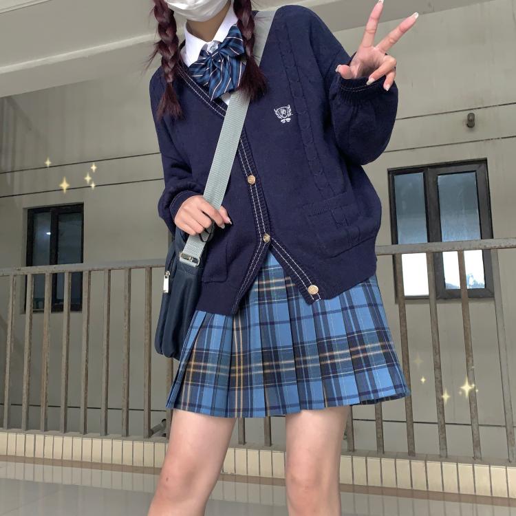 春日部【岚昭和】原创蓝色百褶裙jk制服正统少女优等校供感半身裙