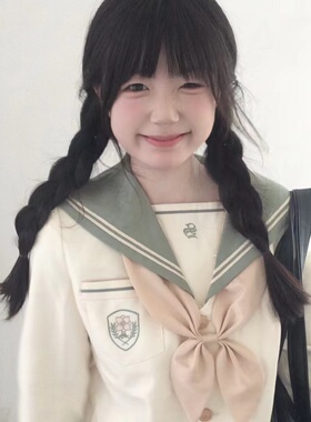 春日部【椿芽物语】原创三本刺绣水手服绿色长袖上衣jk制服校供感