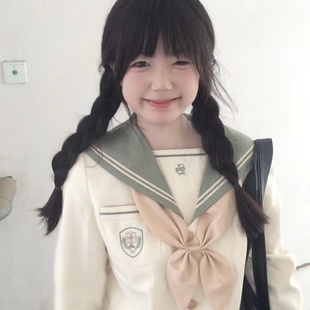 春日部【椿芽物语】原创三本刺绣水手服绿色长袖上衣jk制服校供感