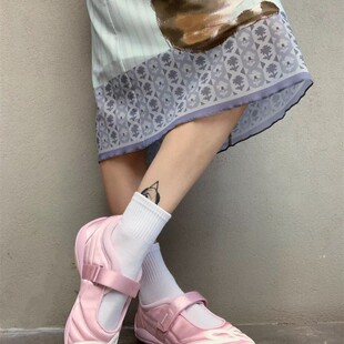 goodbai运动休闲流浪玛丽珍鞋女缎面魔术贴芭蕾圆头浅口平底单鞋